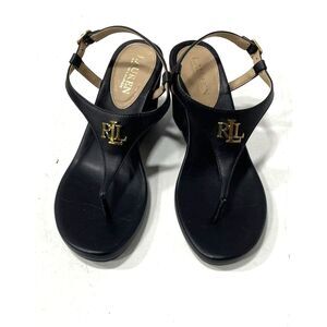 77686  Ralph Lauren "JEANNIE" Black Thong Sandal Women 7.5